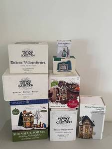 lot 233 image: Set of 8 Dickens Village Series Collectible Houses