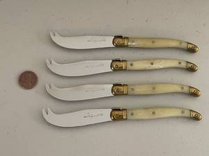lot 247 image: Set of 4 Laguiole Cheese Knives with Faux Ivory Handles