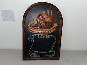 lot 286 image: Vintage Christmas Chalkboard with Santa Claus Design