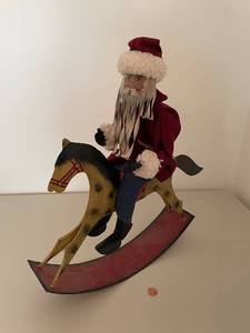 lot 302 image: Vintage Santa on Rocking Horse Christmas Decoration by Young