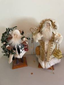 lot 310 image: Set of 2 Lynn Haney Santa Claus Figures - Mountain Cheer and Gold Style