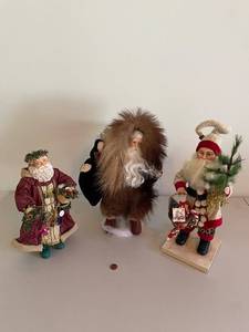 lot 312 image: Set of 3 Collectible Santa Claus Figurines with Unique Designs