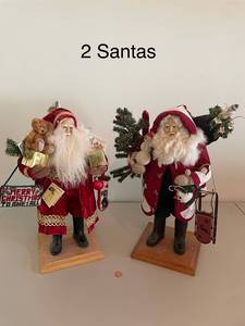 lot 327 image: Set of 2 Lynn Haney Santa Claus Figures - Holiday Spirit & Frosty Friends