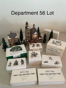 lot 337 image: Department 56 Snow Village Christmas Decor Lot