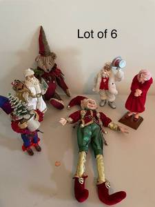 lot 346 image: Lot of 6 Holiday Figurines Including Elves and Santa