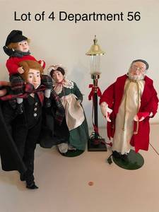 lot 349 image: Lot of 4 Department 56 Christmas Carolers with Lamppost
