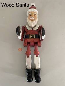 lot 359 image: Handcrafted Wooden Santa Folk Art Figurine