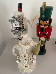 lot 388 image: Set of 3 Holiday Decorations Snowmen and Nutcracker