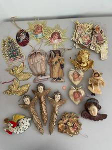lot 713 image: Assorted Collection of Vintage Angel and Cherub Christmas Ornaments