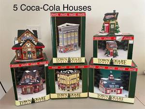 lot 720 image: Set of 5 Coca-Cola Town Square Collection Holiday Houses