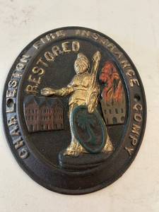 lot 733 image: Vintage Charleston Fire Insurance Company Restored Plaque