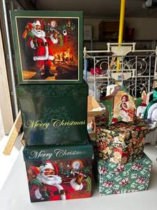 lot 745 image: Collection of Christmas-Themed Decorative Heavy-Duty Gift Boxes