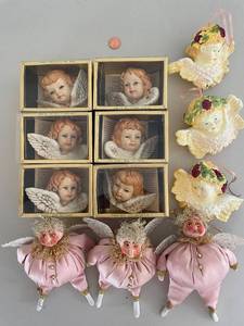 lot 755 image: Collection of Hand-Painted Christmas Angel Ornaments - Set of 12