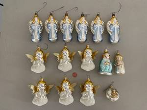 lot 758 image: Collection of Vintage Glass Angel Christmas Ornaments