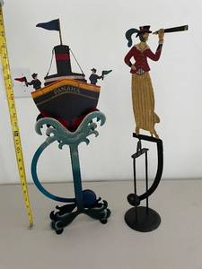 lot 760 image: Pair of Motion Sculptures - Maritime Themed Painted Metal Balance Toys