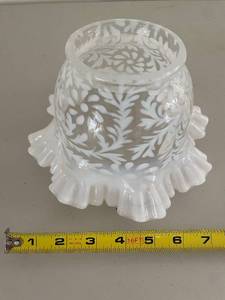 lot 764 image: Frosted Glass Lamp Shade with Intricate Floral Design