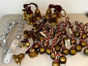 lot 790 image: Collection of Assorted Vintage Brass Bells and Sleigh Bells incl. New with Tags