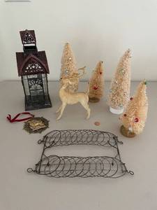 lot 801 image: Assorted Holiday Decorations Including Lantern and Reindeer