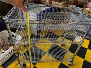 lot 819 image: 3-Tier Chrome Wire Shelving Unit with Wheels