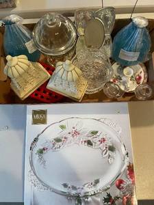 lot 832 image: Collection of Decorative Glassware and Holiday-Themed Serving Platter