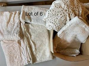 lot 833 image: Lot of 6 Vintage Lace Tablecloths