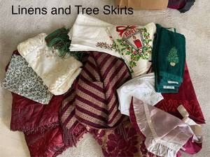 lot 850 image: Collection of Holiday Linens and Tree Skirts