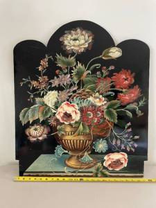 lot 852 image: Decorative Wooden Panel with Floral Painting