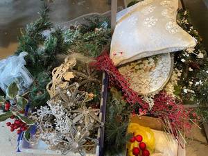 lot 856 image: TAKE WHAT YOU WANT Assorted Holiday Decorations, Wreaths and Ornaments