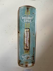 lot 889 image: Vintage Double Cola Wall Thermometer - Does not contain mercury
