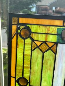 Colorful Art Nouveau Style Stained Glass Window Panel