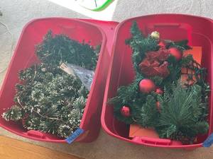 lot 363B image: Holiday Seasonal Decorations and String Lights Set - Totes not included