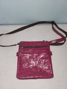 lot 449 image: Pink Embossed Leather Crossbody Bag with Adjustable Strap