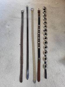 lot 483 image: Set of 5 Genuine Leather Western Belts with Silver Buckle Detailing