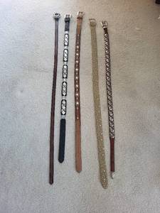 lot 485 image: Lot of 5 Western Style Belts with Decorative Buckles