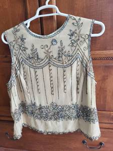 lot 553 image: Collection of 5 Plus Size Beaded Silk Blouses by Adrianna Papell and Jkara