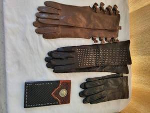 lot 599 image: Collection of Designer Leather Gloves - Neiman Marcus & Ralph Lauren