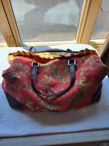 lot 606 image: April Cornell Tapestry Overnight Bag with Floral Design