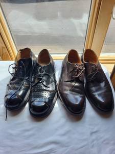 lot 657 image: Pair of Girodon Black and Panelli Brown Leather Mens Dress Shoes