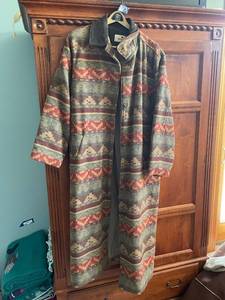 lot 620A image: Woolrich Long Wool Coat with Aztec Pattern
