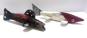lot 15 image: Bru-ell Spearing Decoy Made in Watkins MN and Folk-art Decoy