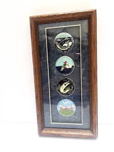 lot 110 image: Set of 1970s Musky Hunt Pins in Frame