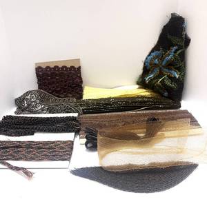 lot 106 image: Box of 1920s Millinery Trims Blue Green