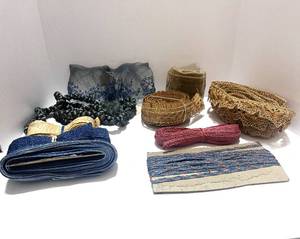 lot 107 image: Box of 1920s Millinery Trims Gold, Red Brown
