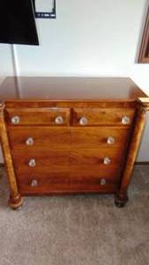 1860's-1890's Walnut Empire Chest with Glass Knobs. Come from New York Area. 43"x43"x23"