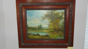lot 8 image: Vintage Oil Printing in Old Frame. 26x30. L Cafieri