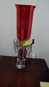lot 19A image: 21 Vintage Cystal and Cranberry Lamp