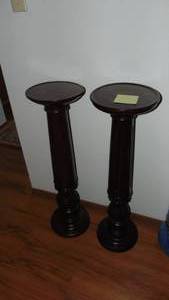 lot 23 image: Pair of Wood Pedestals. 33 Tall