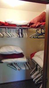 lot 84 image: Contents of the Closet, Pillows, Sheets and Hangers