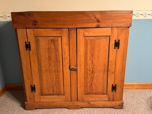 lot 5 image: Antique Wooden Dry Sink Cabinet with Rustic Finish