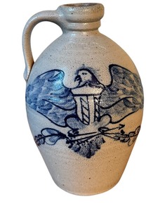 lot 31 image: Vintage 11 Ethan Allen Rowe Vintage Pottery Jug with Eagle Design